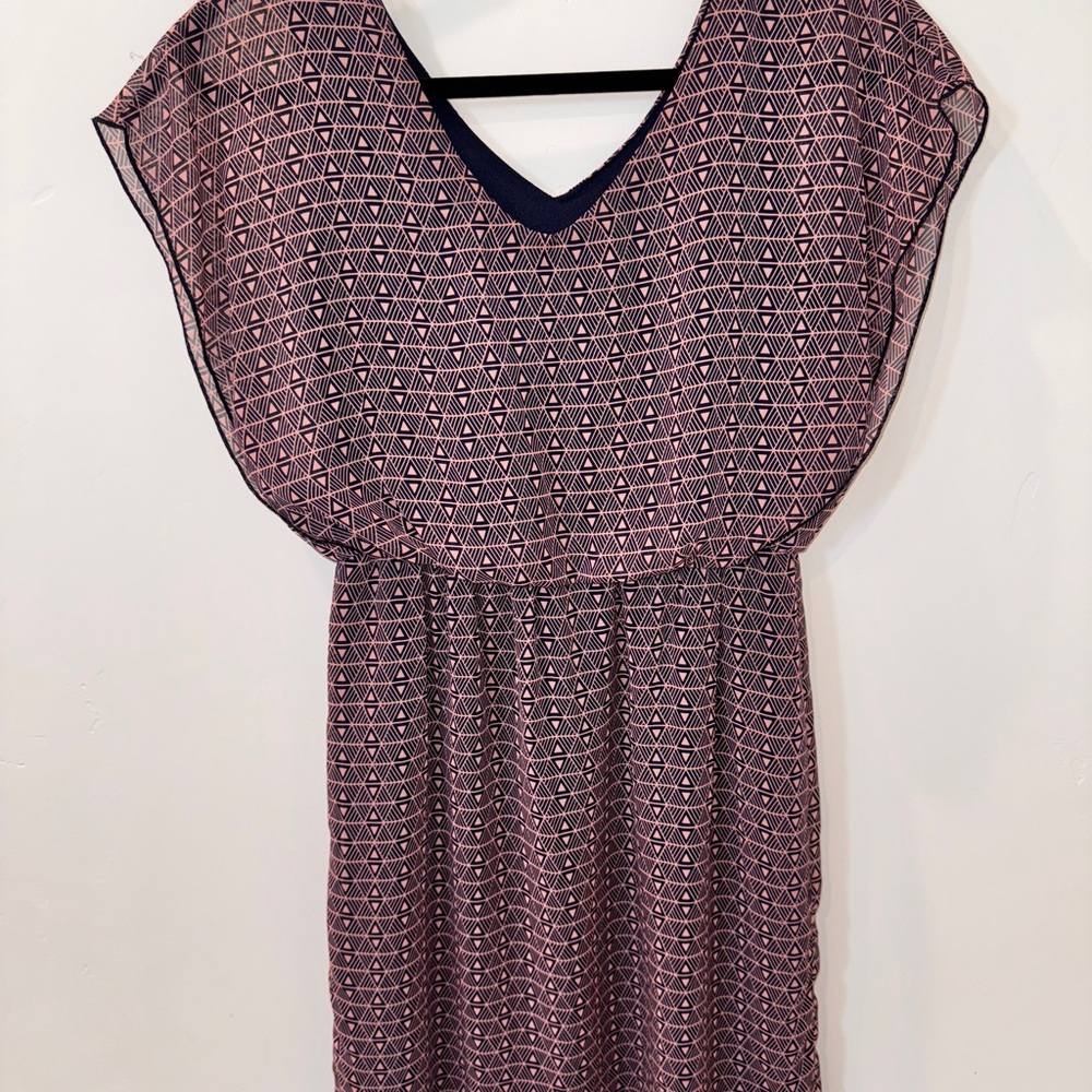 Enfocus Studio Navy and Pink Geometric Dress